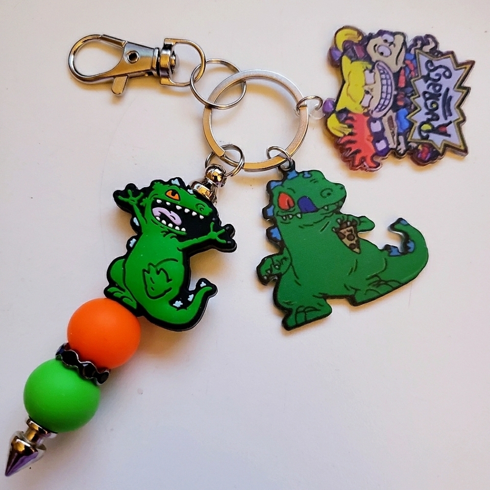 Handmade Rugrats Reptar Silicone Beaded Keychain